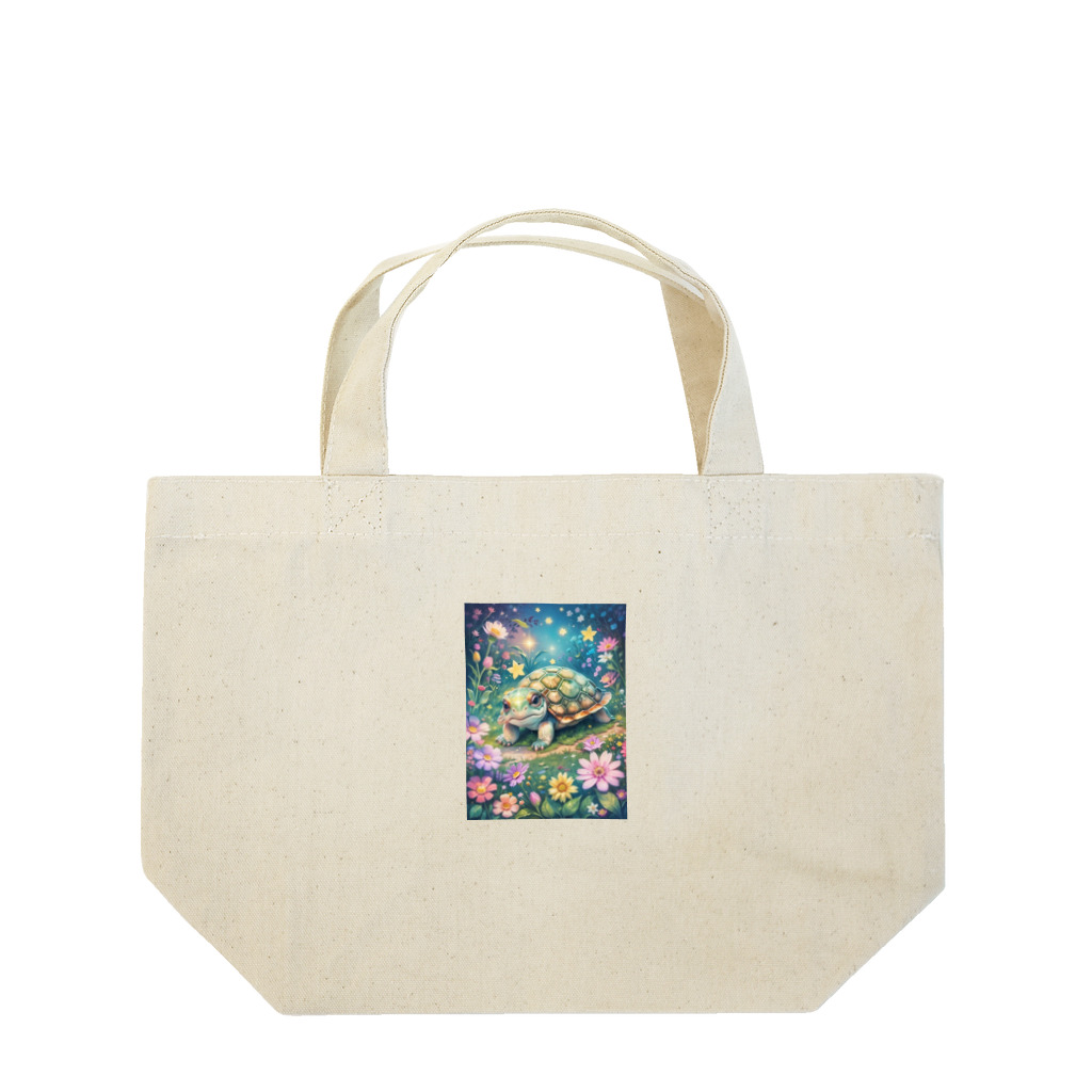 モノモノクローゼットの花とカメ Lunch Tote Bag