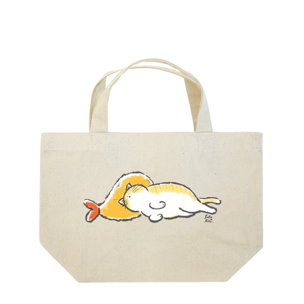 サトウノリコ*のピスピスゆーて寝るネコ【茶白】 ランチトートバッグ