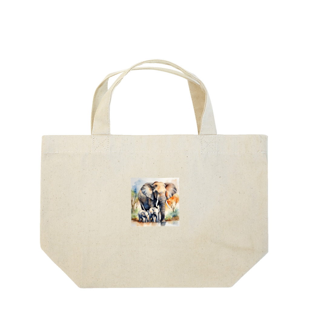 Earth-Harmonyのゾウの親子　水彩4 Lunch Tote Bag