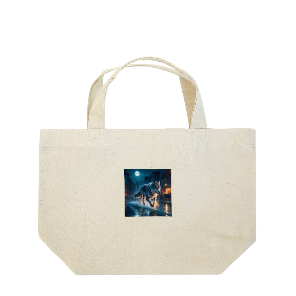 suuの夜の街を駆け巡る孤高の狼  Lunch Tote Bag