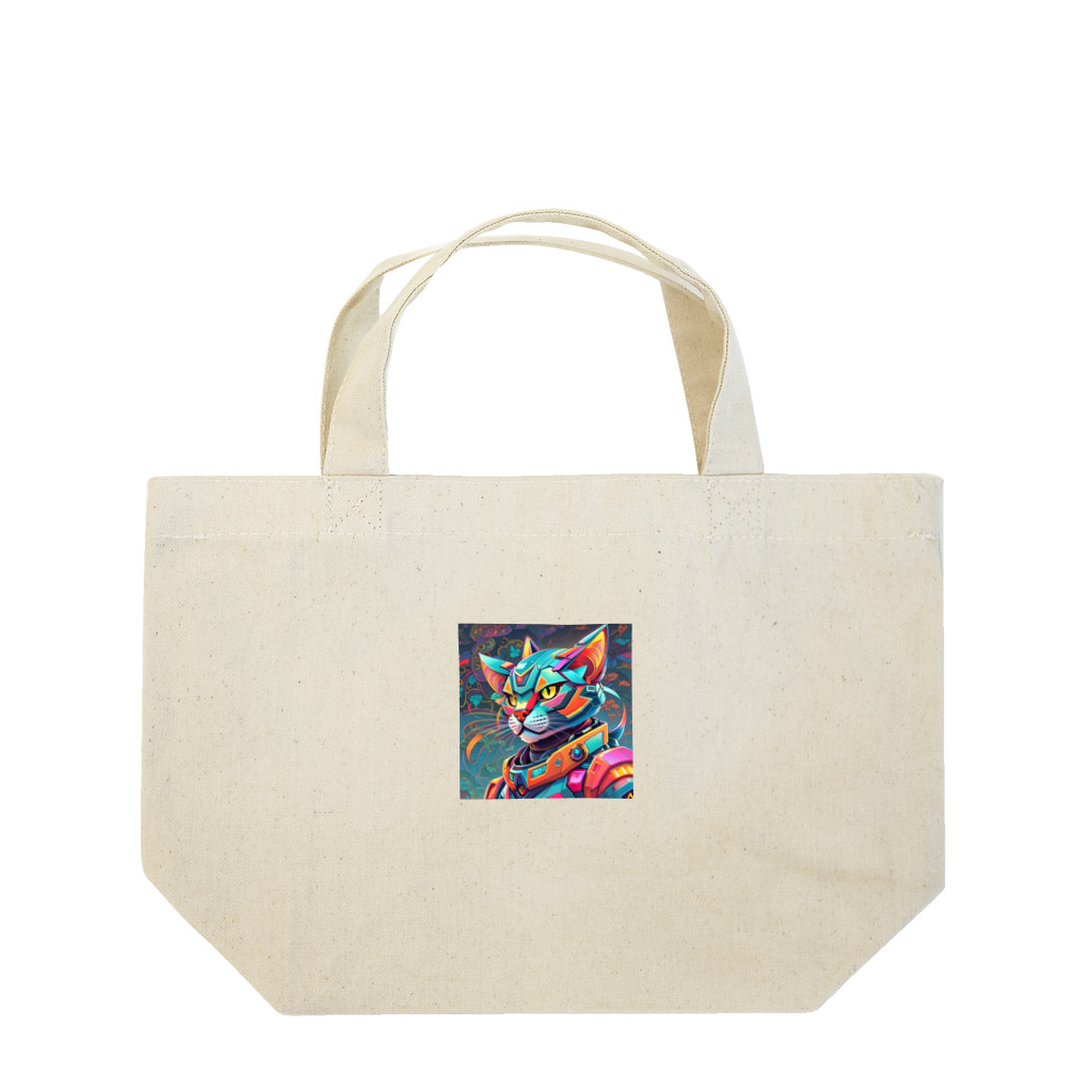 629_CAT_ARTのカラフルメカキャット Lunch Tote Bag