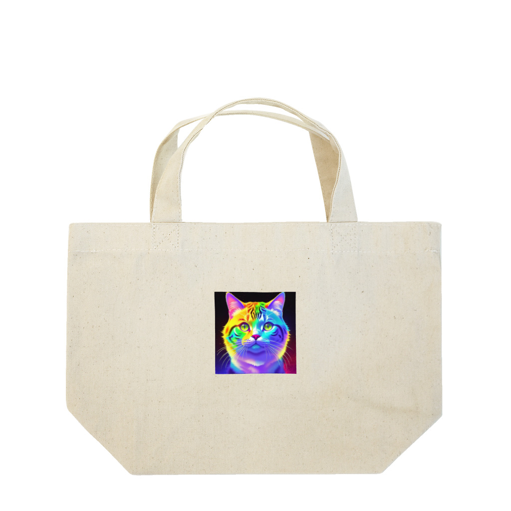 629_CAT_ARTのカラフルサイバーキャット vol3 Lunch Tote Bag