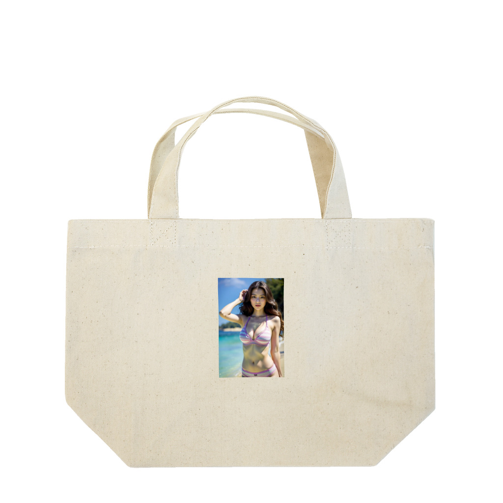 AI美女大好きクラブの「海辺の恋模様: AI美女のビーチウェア・ファンタジー」vol251 Lunch Tote Bag