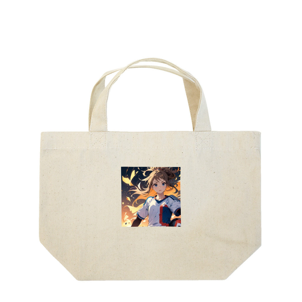 sports_thanksのかわいい少女のサッカーイラスト Lunch Tote Bag