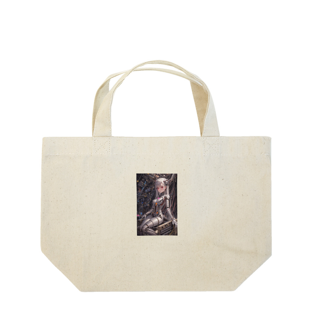 メカニカルシンセゾンビオンラインのメカニカルシンセゾンビガールのイラストのグッズ　#6 Lunch Tote Bag