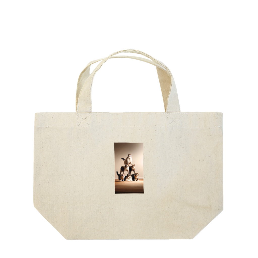 ガラスの貴公子の組体操ネコ Lunch Tote Bag