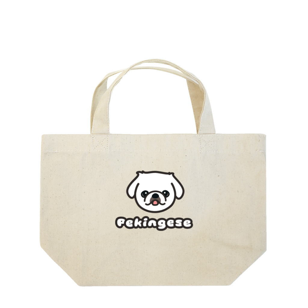 ペキニーズくらぶ（SUZURI支店）のペキニーズ・ホワイト（サマーカット）（顔だけ） Lunch Tote Bag