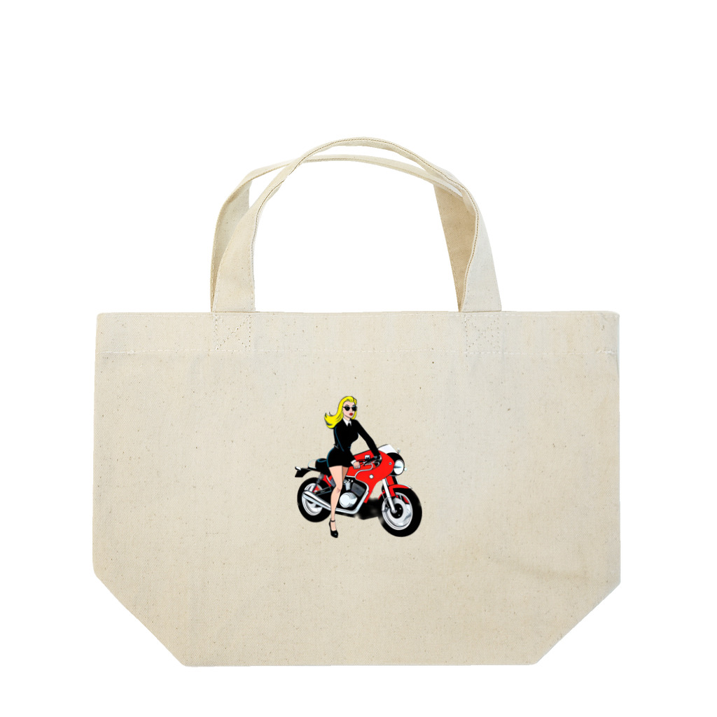 Digital_Japanのバイク女子 Lunch Tote Bag