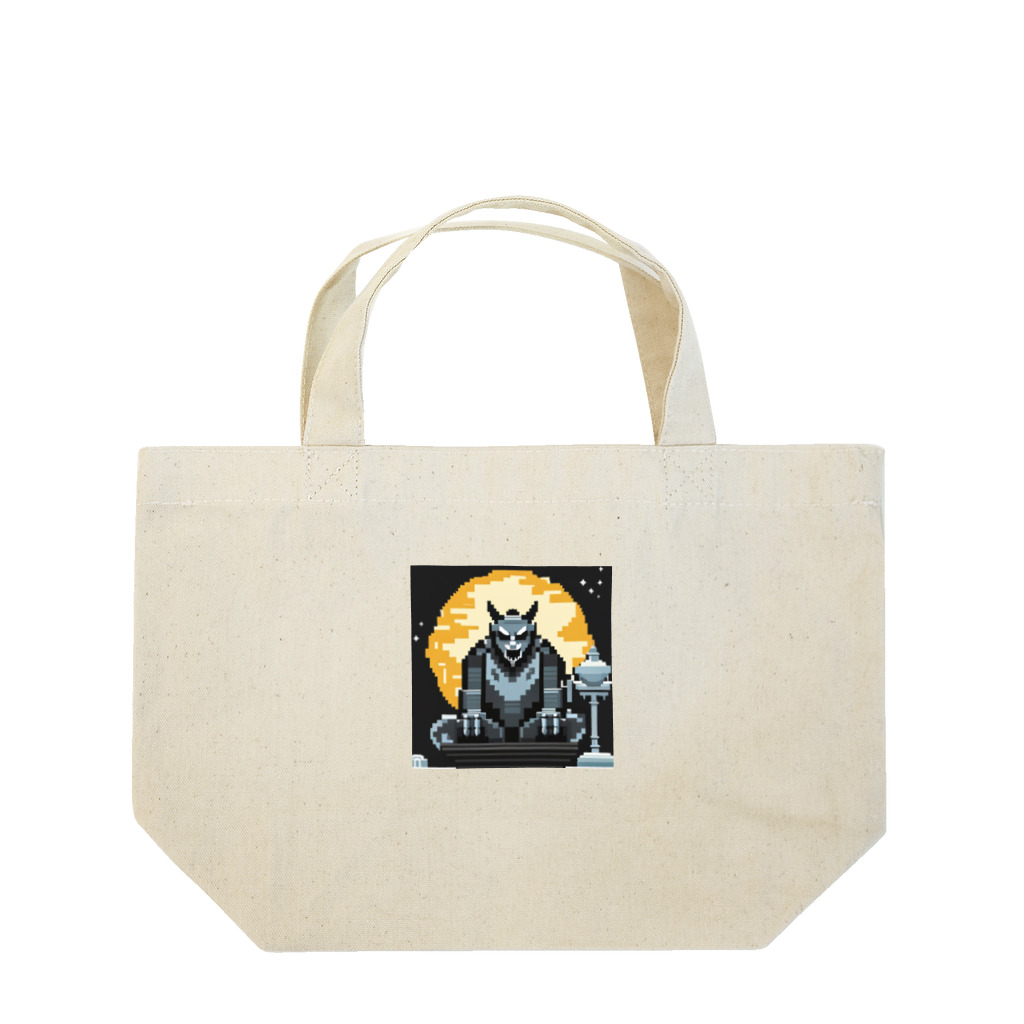 umakoiの満月を背景に祀られる狼男の像のドット絵 Lunch Tote Bag