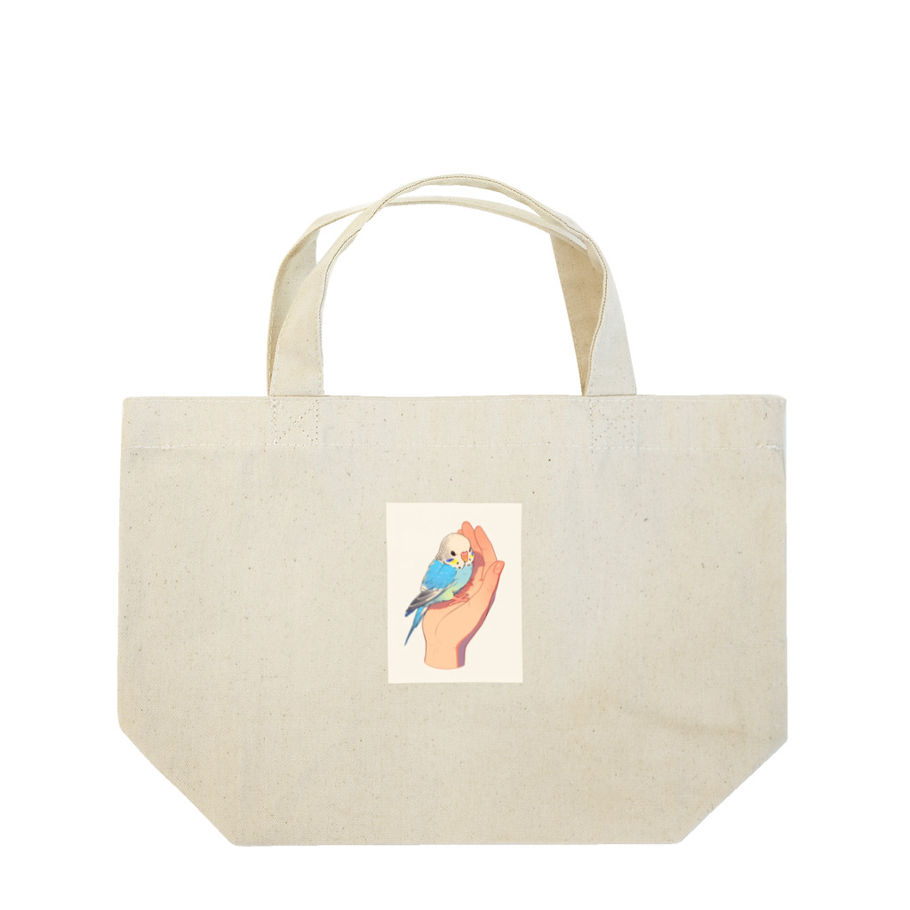 AQUAMETAVERSEの手のひらでおしゃべりセキセイインコの　BLUE PLUM  691 Lunch Tote Bag