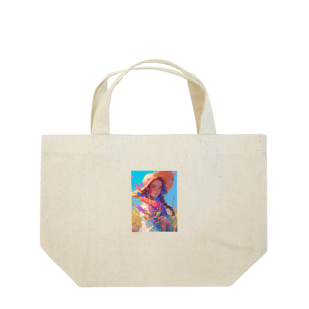 AQUAMETAVERSEのツバの広い帽子と春の花　ラフルール　1859 Lunch Tote Bag