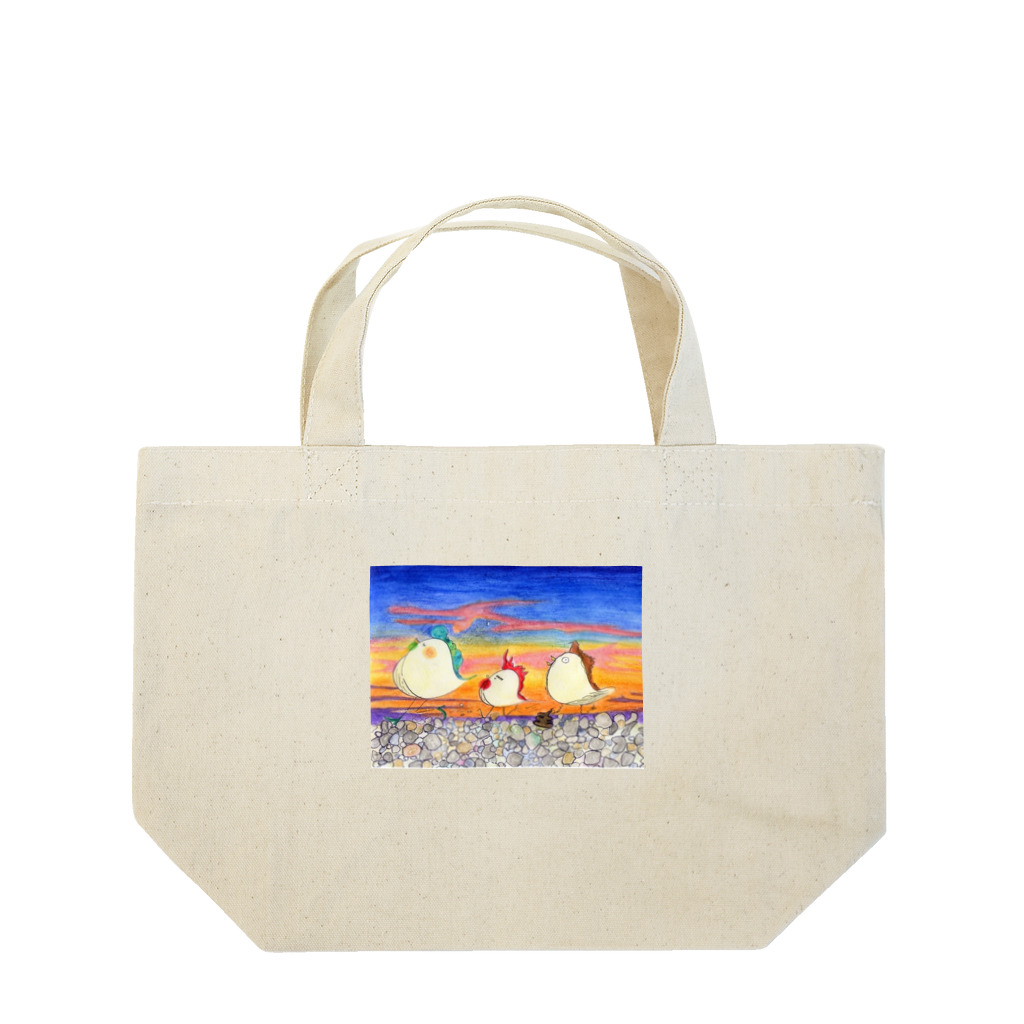 Chika-Moriyaの3羽のヘンテコなニワトリ Lunch Tote Bag