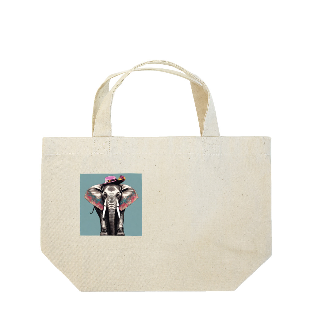 おしゃれな動物のおしゃれなゾウ Lunch Tote Bag