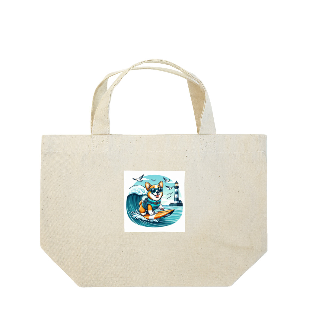 コーギーハウス〜ときどき柴・猫〜のサーファーコーギー Lunch Tote Bag