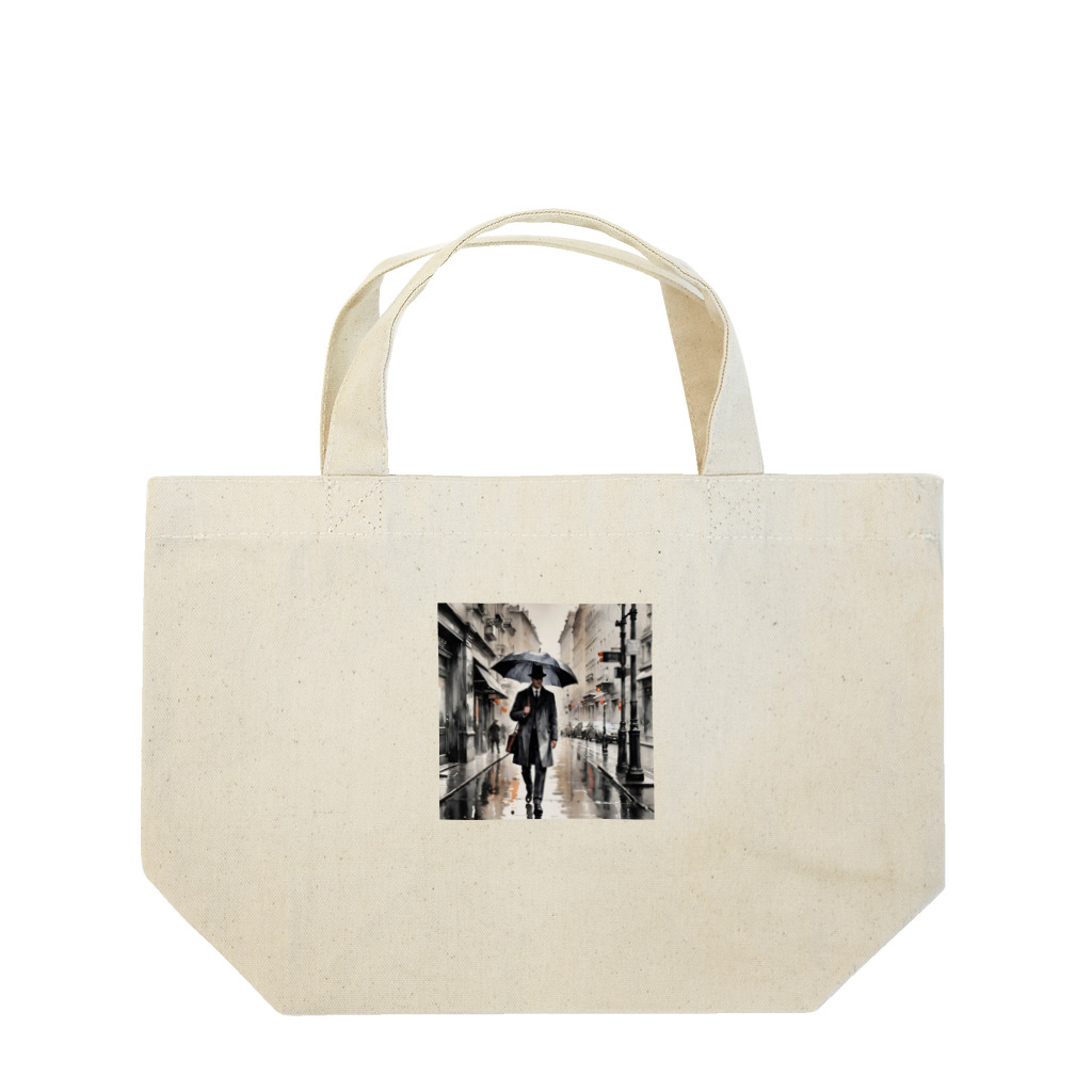 ryouskyの灰色の都会の舗道を歩く紳士 Lunch Tote Bag