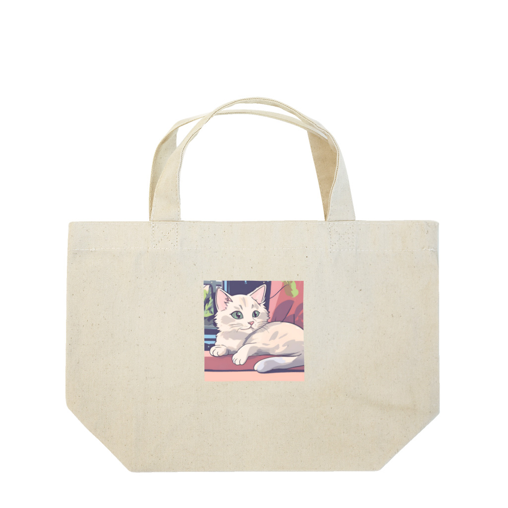 ゆったりのふわふわ猫ちゃんキーホルダー Lunch Tote Bag