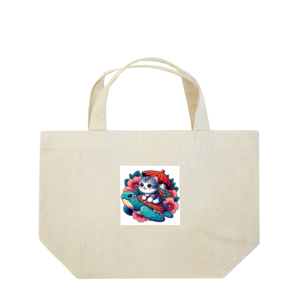 SOU＆SOUの亀乗り子猫 Lunch Tote Bag
