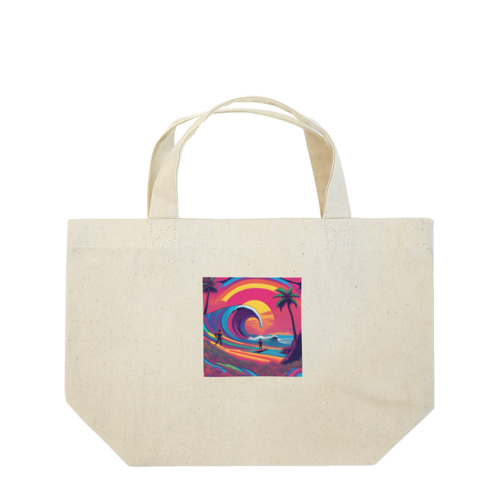 Sea Side TropicalのTropical Beach Surfer Art Lunch Tote Bag