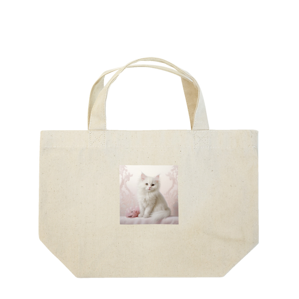 MilkiWay Spiritual Art Shopのフェアリーホワイトキャット Lunch Tote Bag