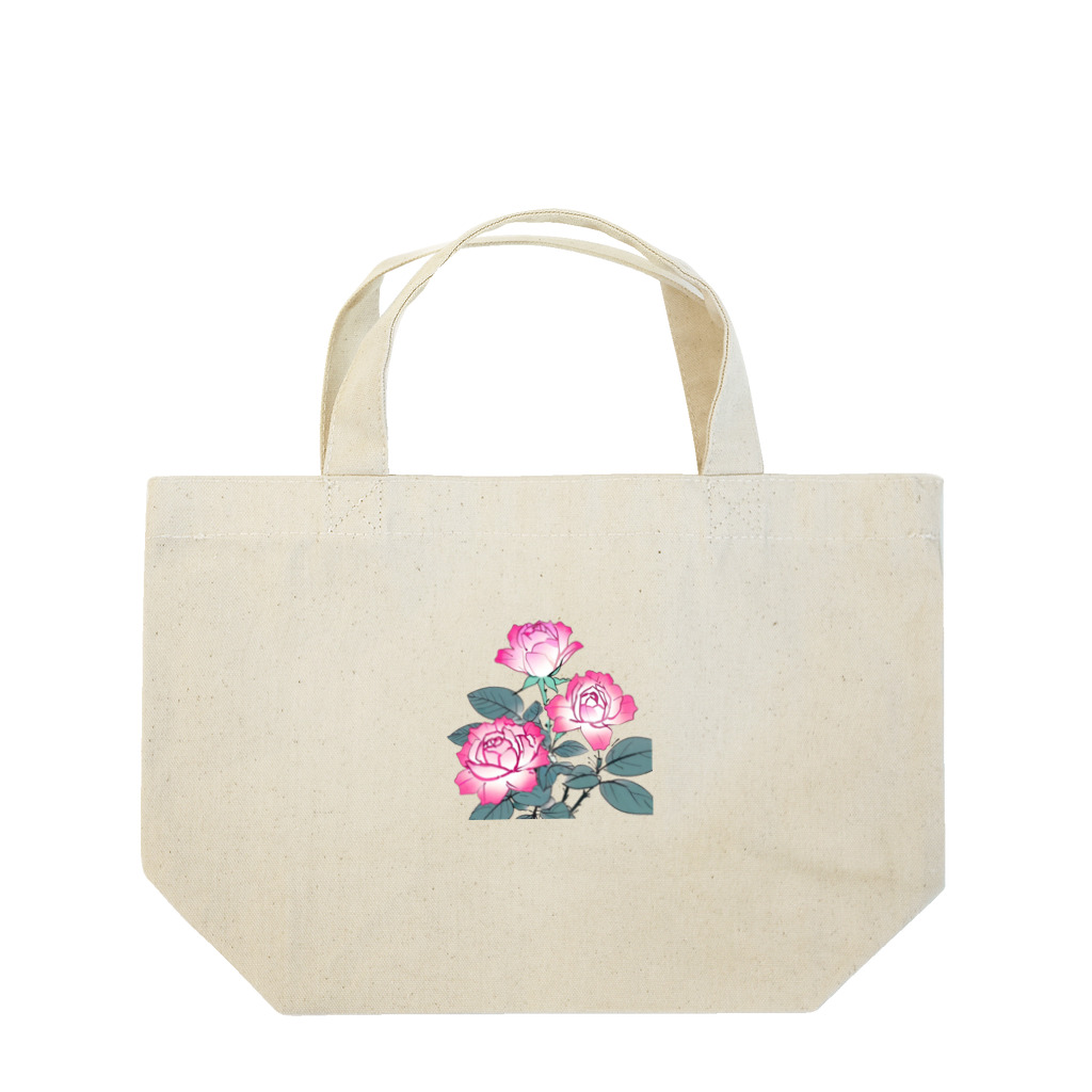 RetrowaveFlowerのRetrowaveFlower-薔薇(ピンク)- Lunch Tote Bag