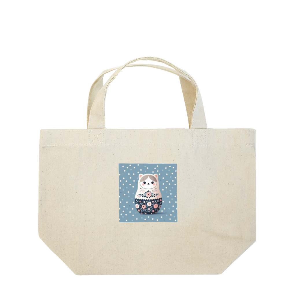 可愛い動物マトリョーシカの猫のマトリョーシカ（薄い紺色） Lunch Tote Bag