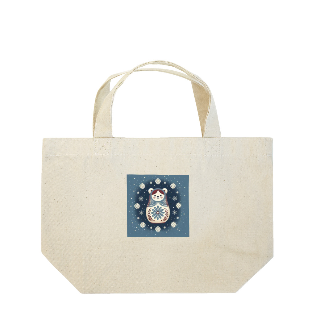 可愛い動物マトリョーシカのクマのマトリョーシカ（紺色） Lunch Tote Bag