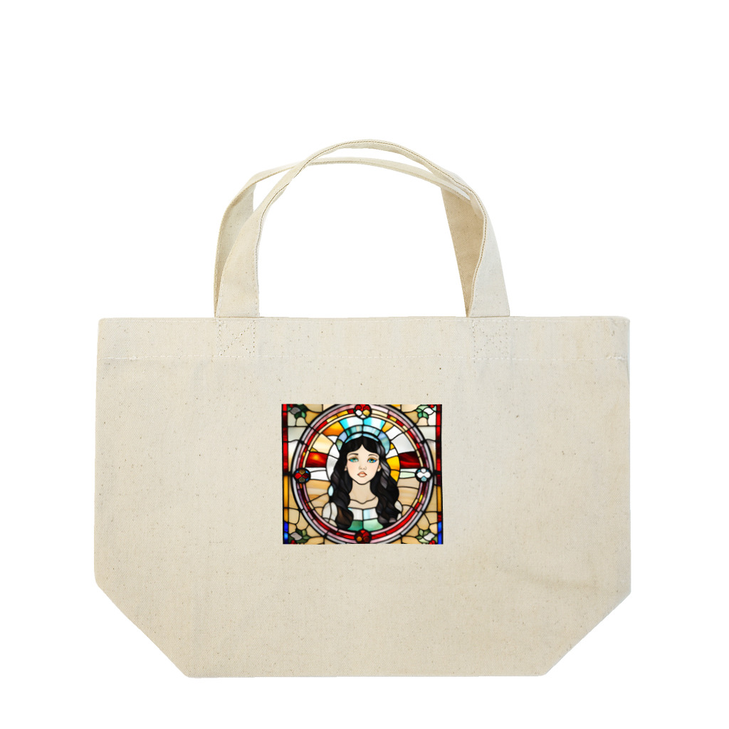 coron72のステンドグラス【黒髪女子】 Lunch Tote Bag