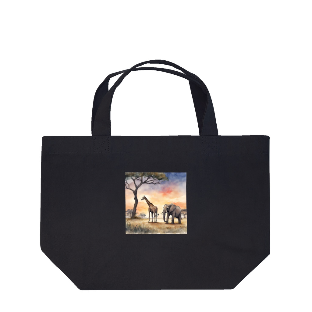 かるるんショップのサバンナのとある日の風景　シリーズ　凸凹コンビ Lunch Tote Bag