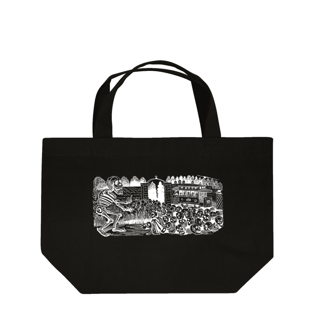 Saza-nami Antique designのガイコツ会議（ホワイトライン） Lunch Tote Bag