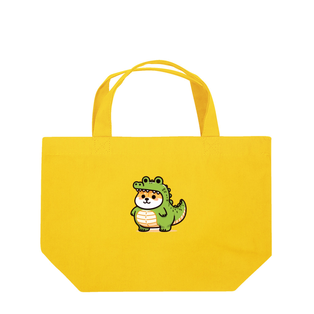 柴犬に囲まれたいのワニの着ぐるみを着た柴犬のイラスト Lunch Tote Bag