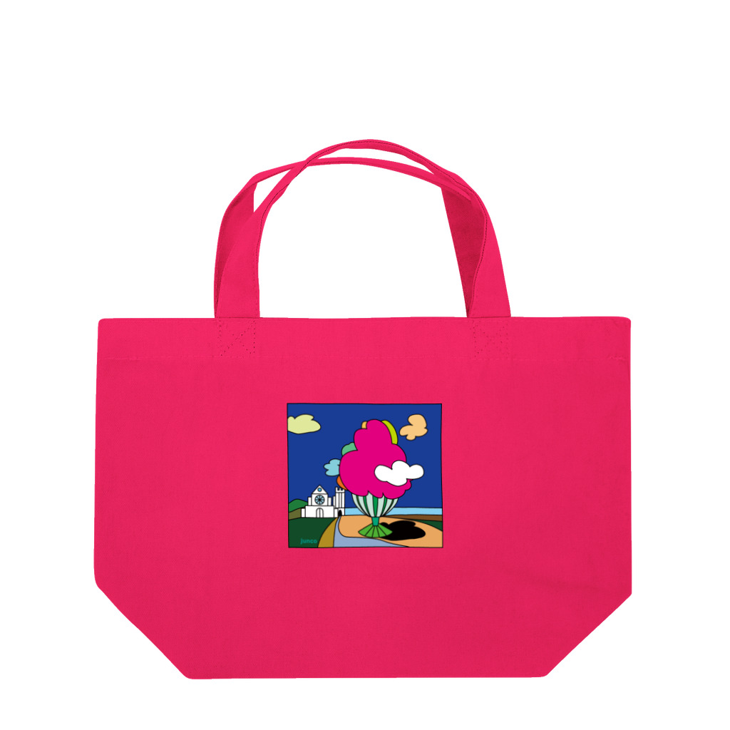 Blupiggの幸せの丘ピンクの木 Lunch Tote Bag