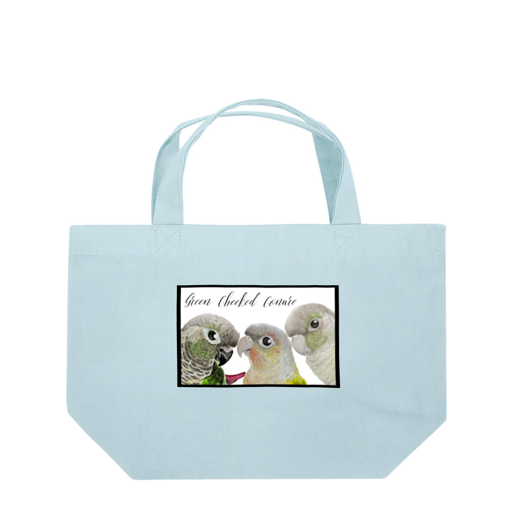 mariechan_koboの049 ウロコインコset シンプルフレームB Lunch Tote Bag