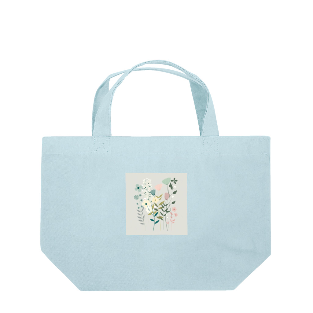 SuRa/AIイラストのPastelFlower Lunch Tote Bag