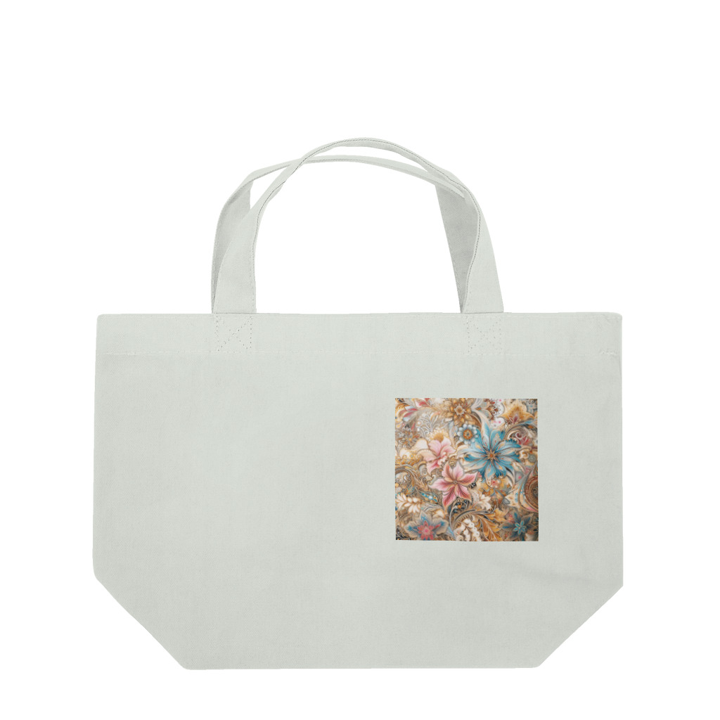 使いやすいデザインがいいね！のお花のバティック柄 Lunch Tote Bag