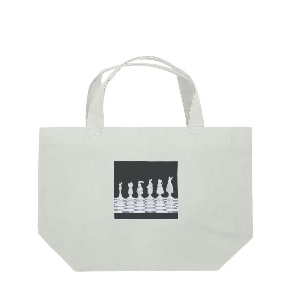 鬼鞍 ONIKURAのRabbit Chess Ⅱ white Lunch Tote Bag