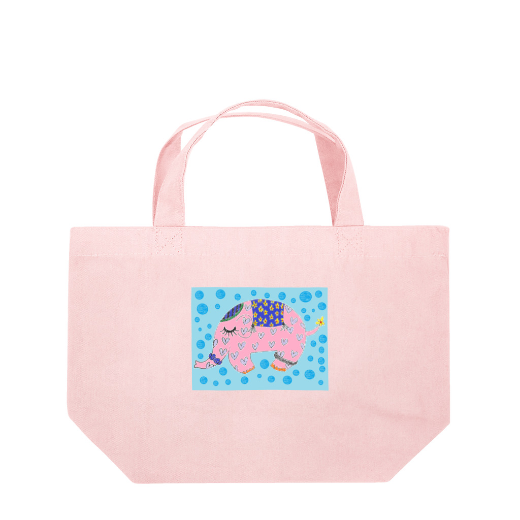 ピンクの象のピンクの象 ランチトートバッグ