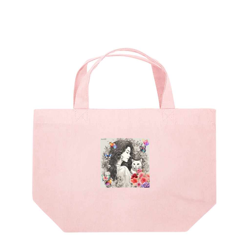 Jj-O_O-Jjの【母の日オススメ】聖母と神猫〜薔薇園〜 Lunch Tote Bag
