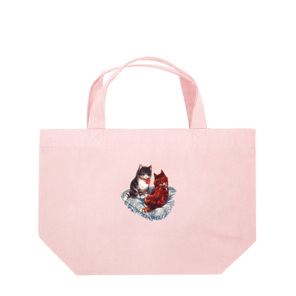 Saza-nami Antique designのクッションの上のふたご猫 Lunch Tote Bag