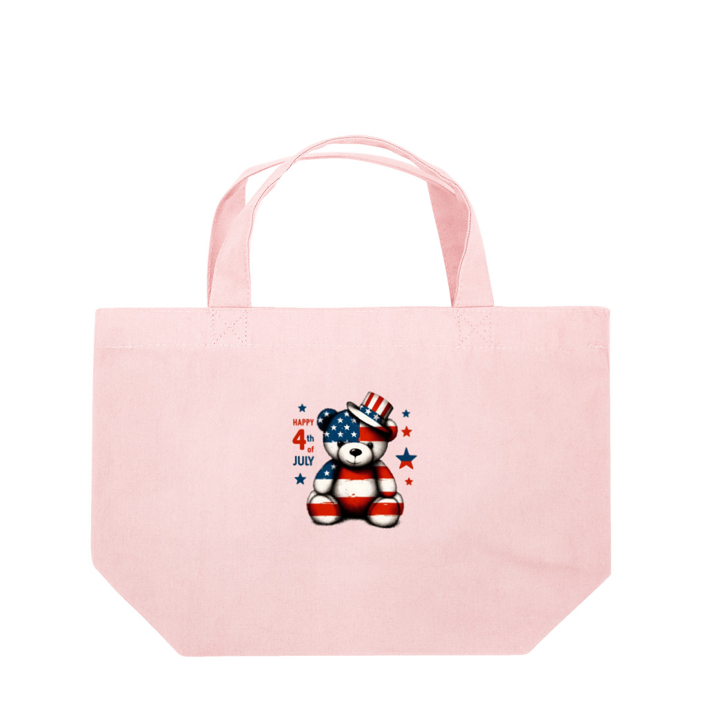 HappyFaceMarketのアメリカ独立記念日テディベア Happy 4th of July Lunch Tote Bag