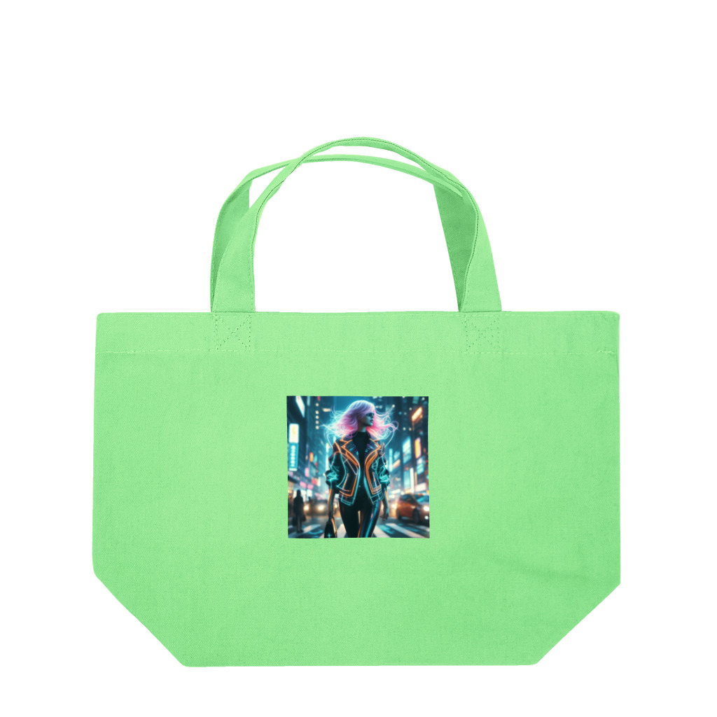 Harukiworksのネオンガール Lunch Tote Bag