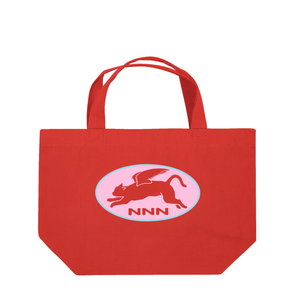 9livesworkのNNN（ねこねこネットワーク）ロゴっぽ。ピンク透明 Lunch Tote Bag