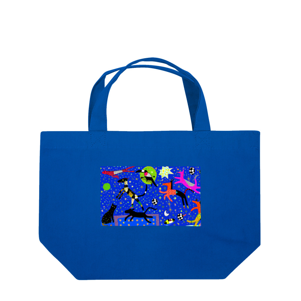 tougarashi_nekoの夜、動物、サッカー Lunch Tote Bag