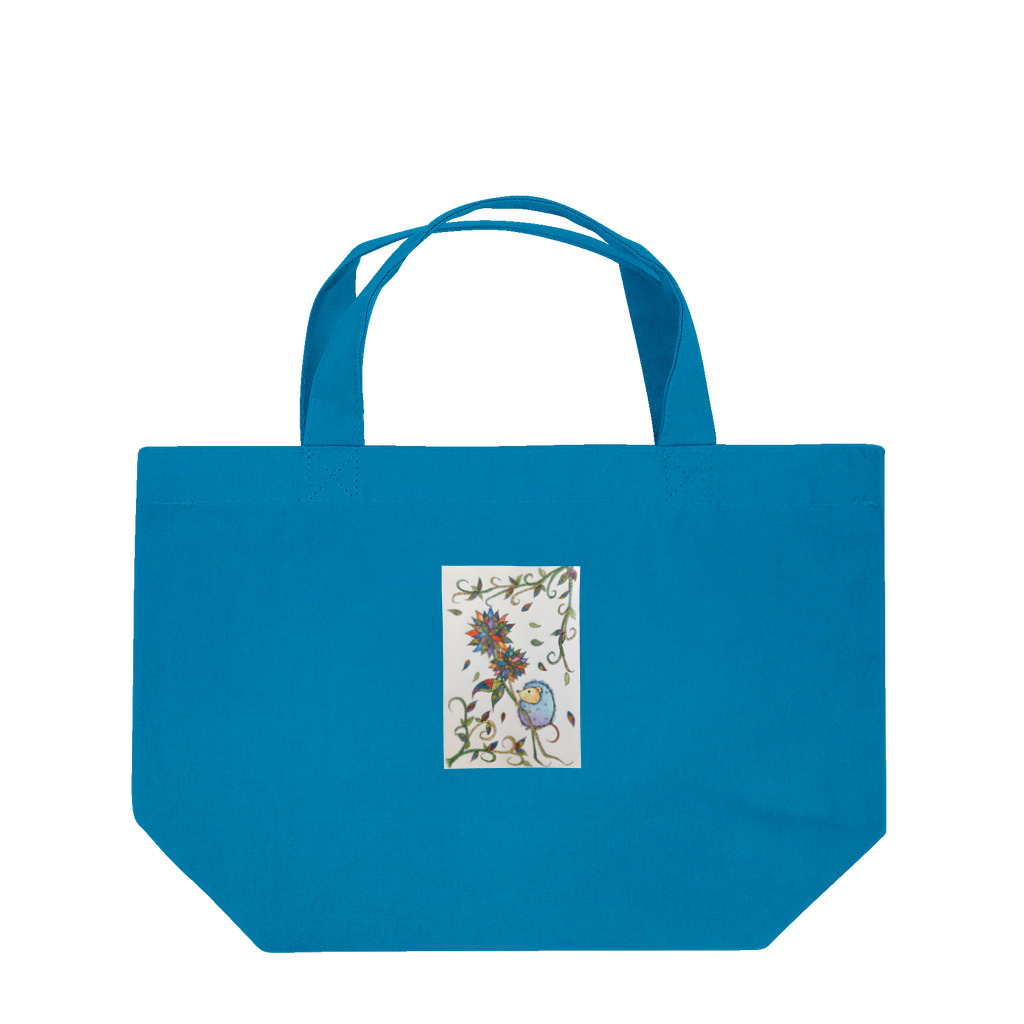 suuのカラフルな花とハリネズミ Lunch Tote Bag