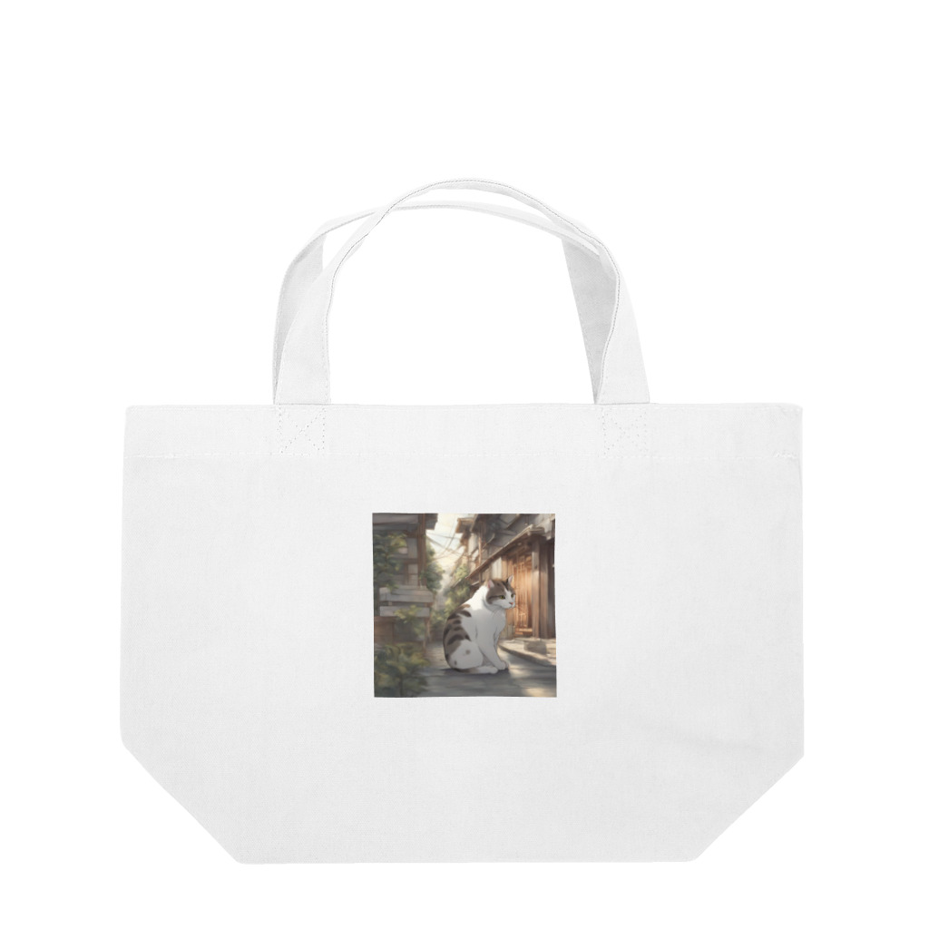 猫専門店　まるまるねこの懐かしい雰囲気に包まれた猫のアートプリント ランチトートバッグ