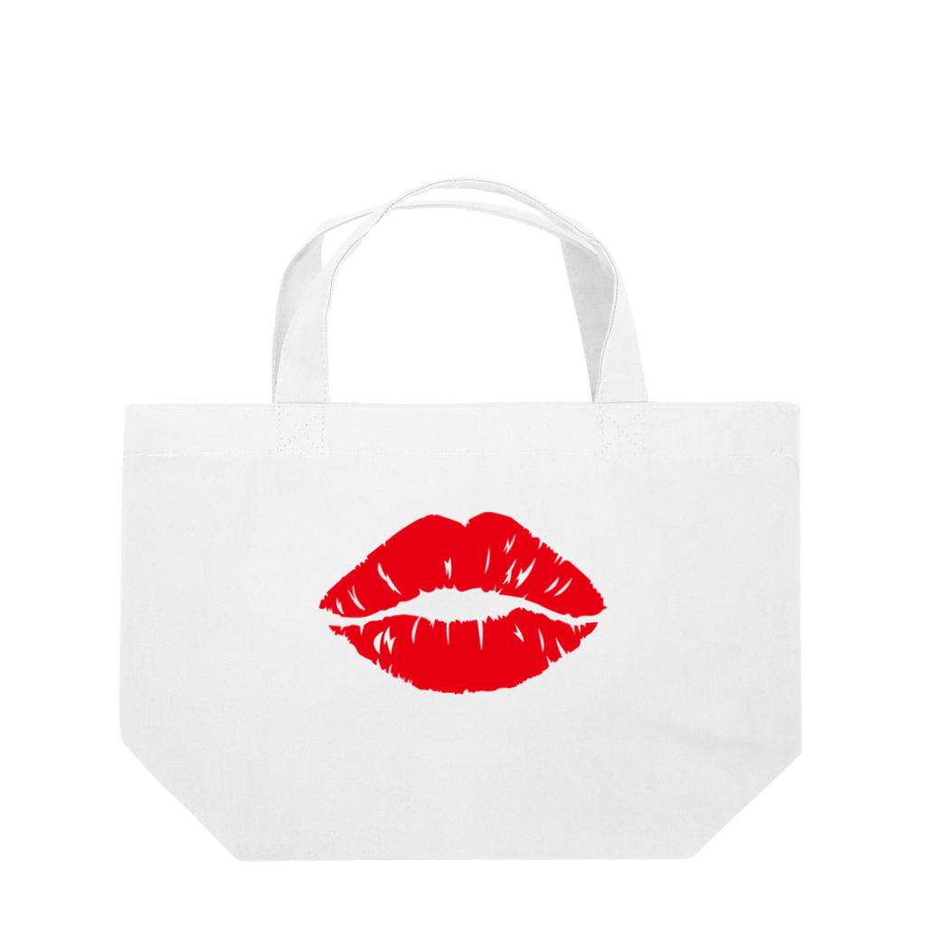 QUQU_WORKSのキスマーク kiss 唇デザイン レッド ランチトートバッグ