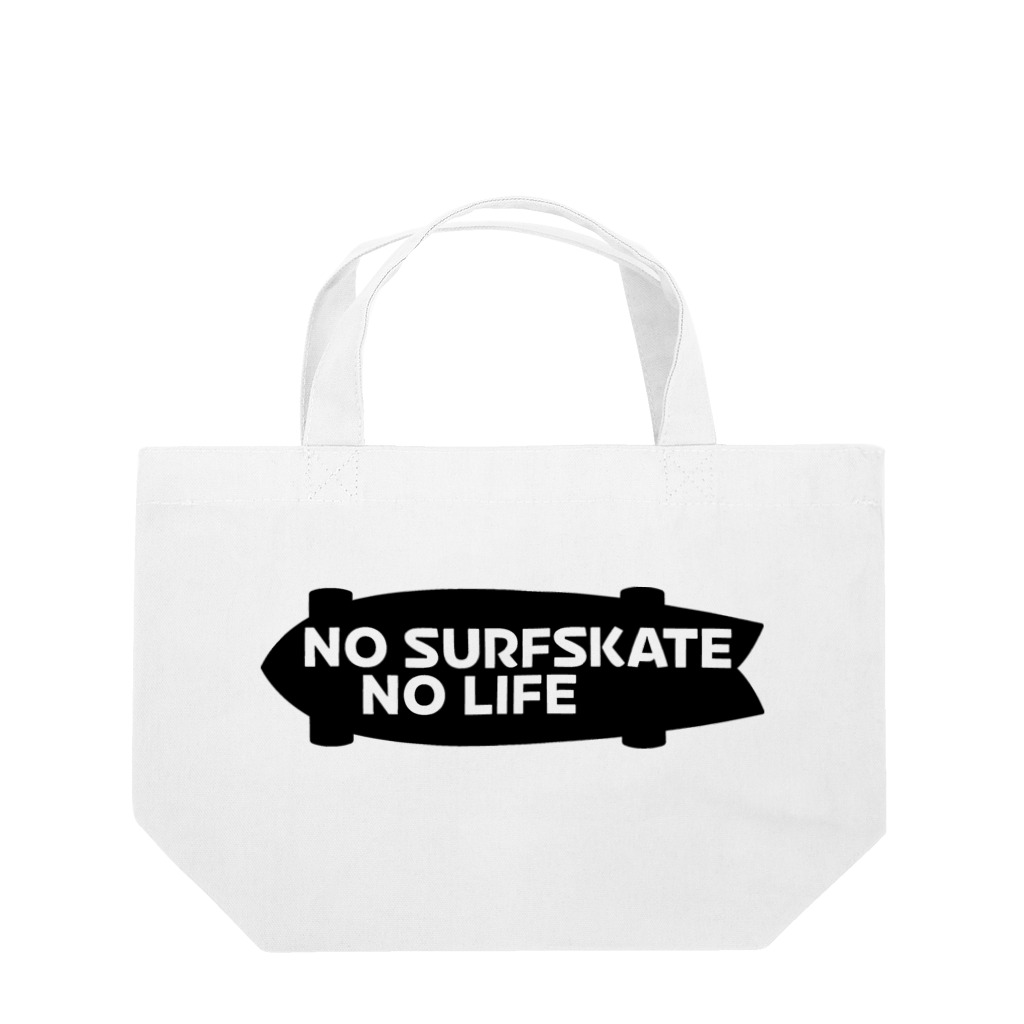 QUQU_WORKSのノーサーフスケートノーライフ サーフスケートシルエットデザイン ブラック Lunch Tote Bag