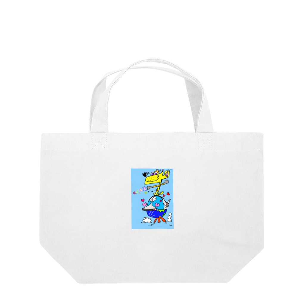 peace11newsの頑張る地球君の上・愛犬ベン・平和の星ビームを放つｖ(ｘｘ）＞ Lunch Tote Bag