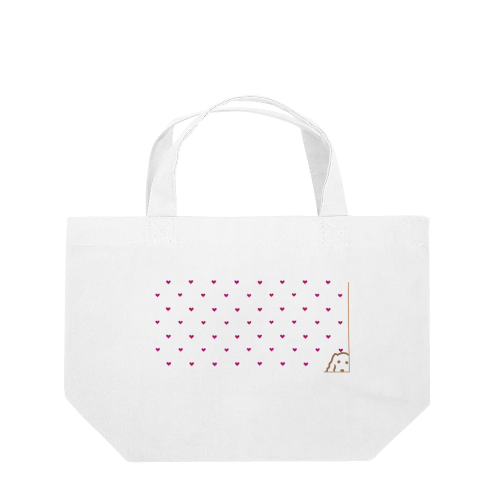 CHOSANAのチラ犬ドットハート Lunch Tote Bag