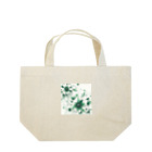 アミュペンの数学的なデザインを持つ緑と白の花 ランチトートバッグ