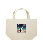 zumimityのロケット花火を見上げているペンギン Lunch Tote Bag